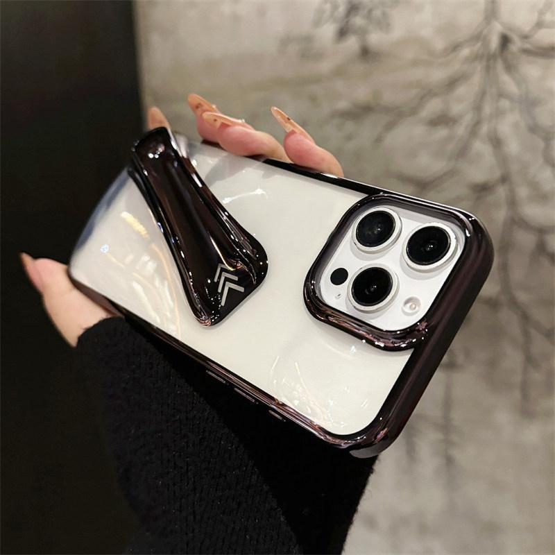 

2025 Роскошный гальванизированный цветной чехол-рамка INS для губной помады, прозрачный чехол для iPhone 16 Pro Max 15 14 Plus 13 12 Pro 11, портативный держатель для блеска для губ, крышка iPhone 11 чёрный