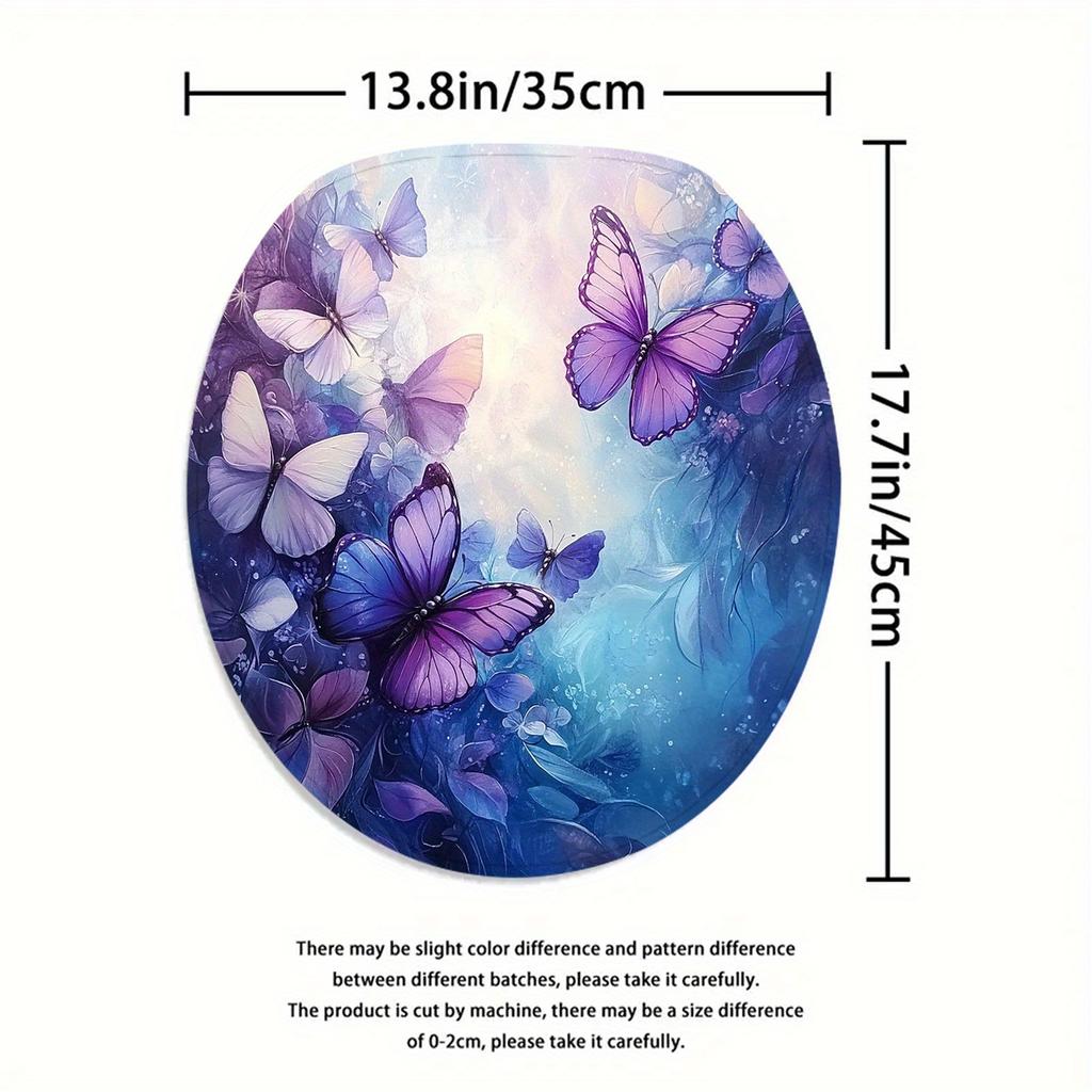 1pc/4pcs Purple Butterfly Shower Curtain Set, Waterproof Polyester Blend, Artistic Graphic Design, With Hooks, Machine Washable