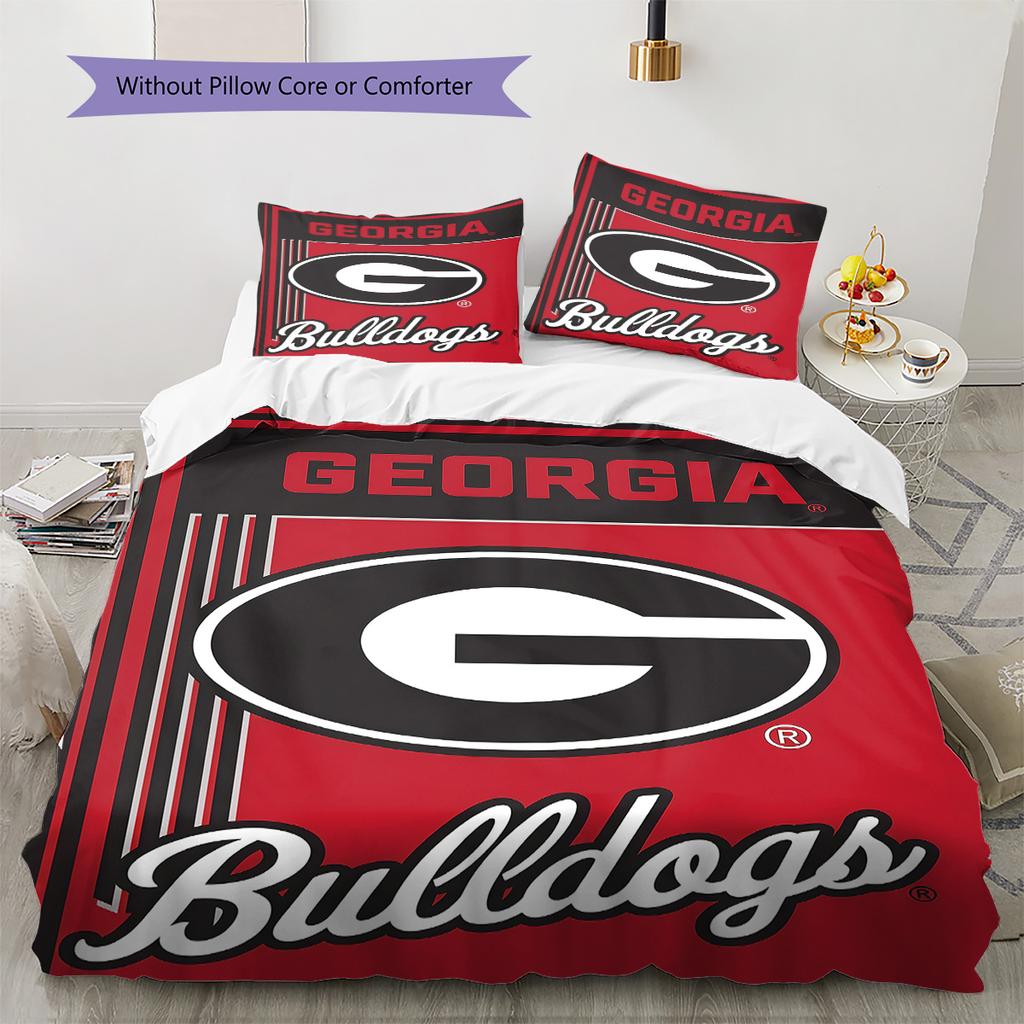 Georgia Bulldogs Pattern Bedding Set Quilt Cover Pillowcase Home Decor Gift (1 * duvet cover + 2 * pillowcase, without core)