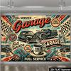 2D plane, 1 vintage racing service, vintage racing elements and maintenance elements, classic racing cars, maintenance tools
