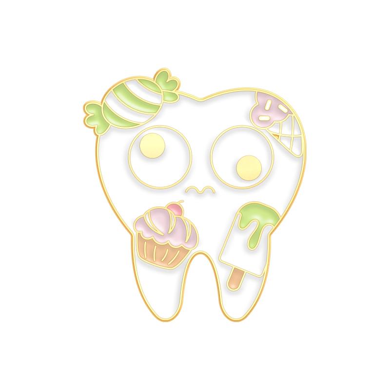 Lovely Tooth Enamel Pin Rabbit Animal Dentist Brooch Badge Metal Accessories Lapel Pin Backpack Hat Gift Doctor Nurse Jewelry