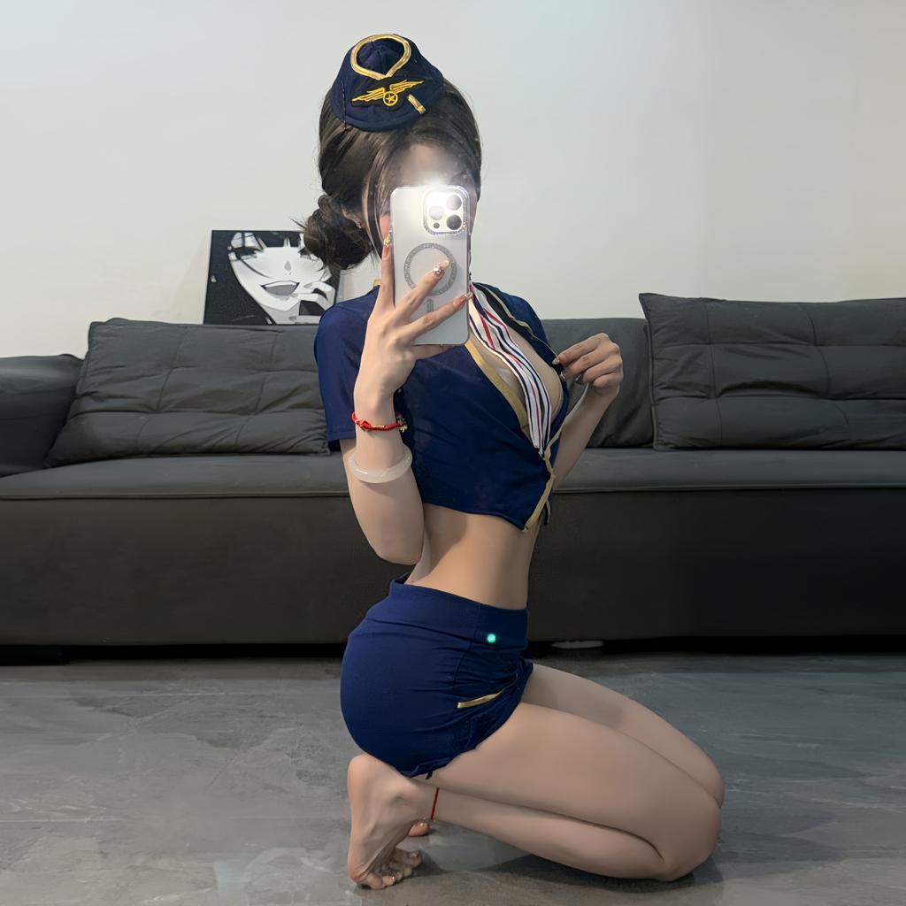Sexy Lingerie Sexy Hip Skirt Nightclub Stewardess Uniform Exposed Tits Uniform Seduction Secretary