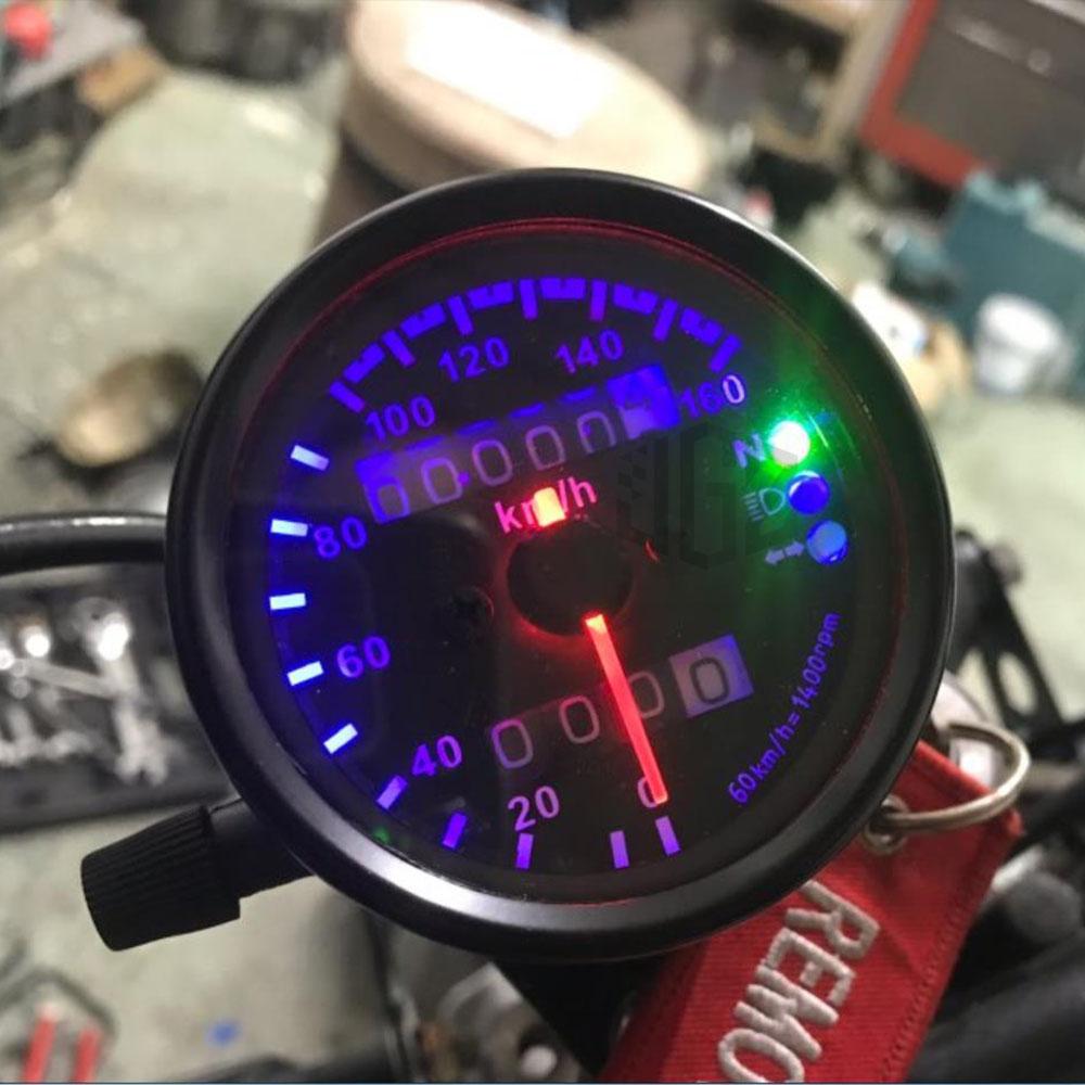 12V Motorcycle Mechanical Double Odometer Tachometer LED Indicator Speedometer Universal For Honda Kawasaki KTM Yamaha Suzuki