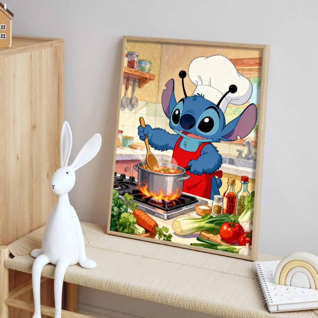 Disney Diamond Painting Kit Handmade Diy 5D Home Decor Gift Unique Stitch Cook Idea with Vegetables and Soup.