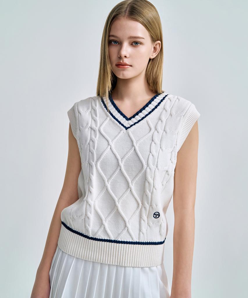 SERGIO TACCHINI W V-Neck Cable Knit Vest