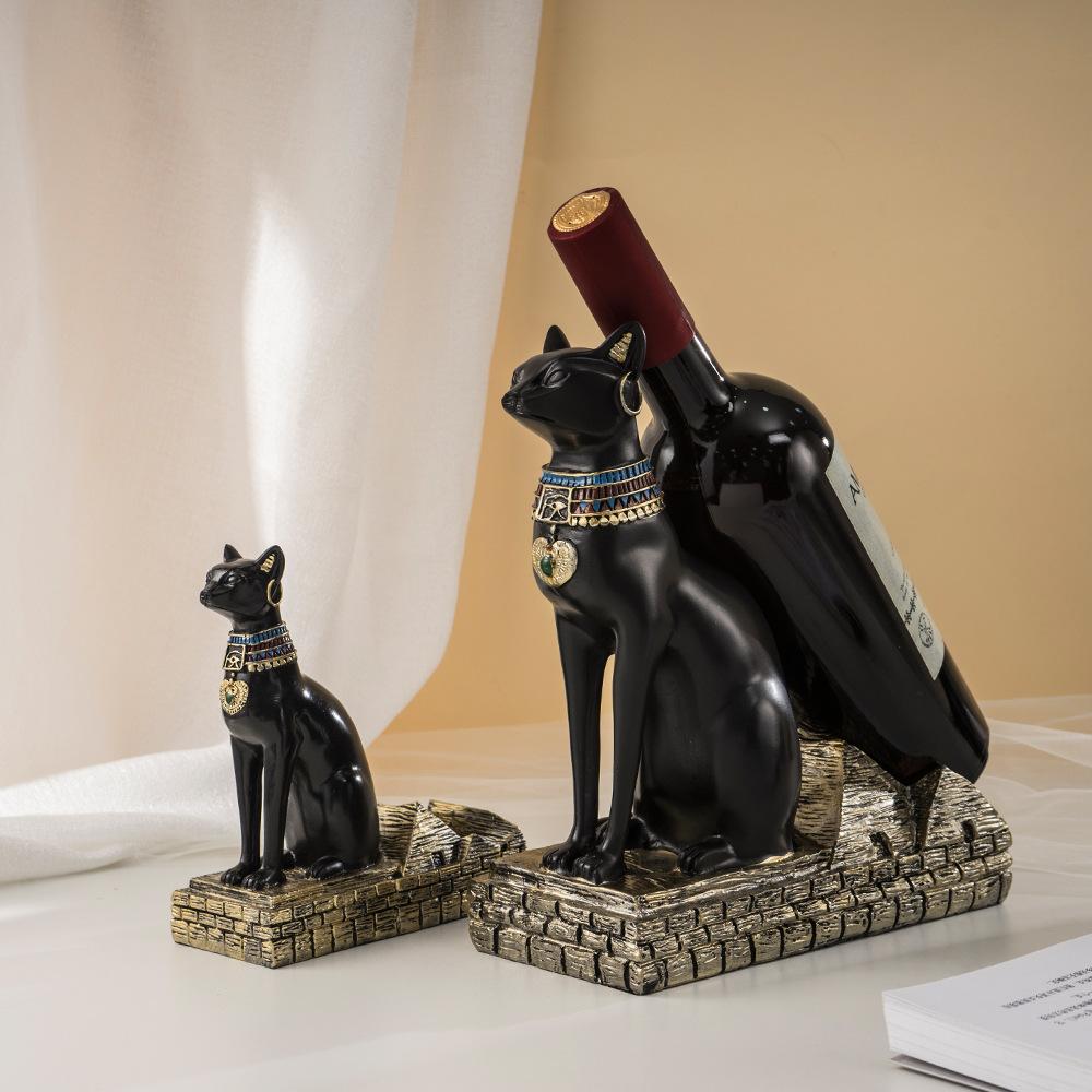 Egypt Anubis Wine Rack Bastet God Cat Wine Bottle Rack Resin Arts And Crafts Bar Ornament Decoration
