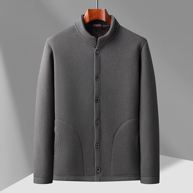 Men's Plus Velvet Cardigan: Warm, Loose-Fit Jacket for Middle-Aged and Elderly Dads