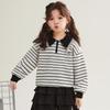 Hello Kitty Girls' Striped Lapel Sweatshirt