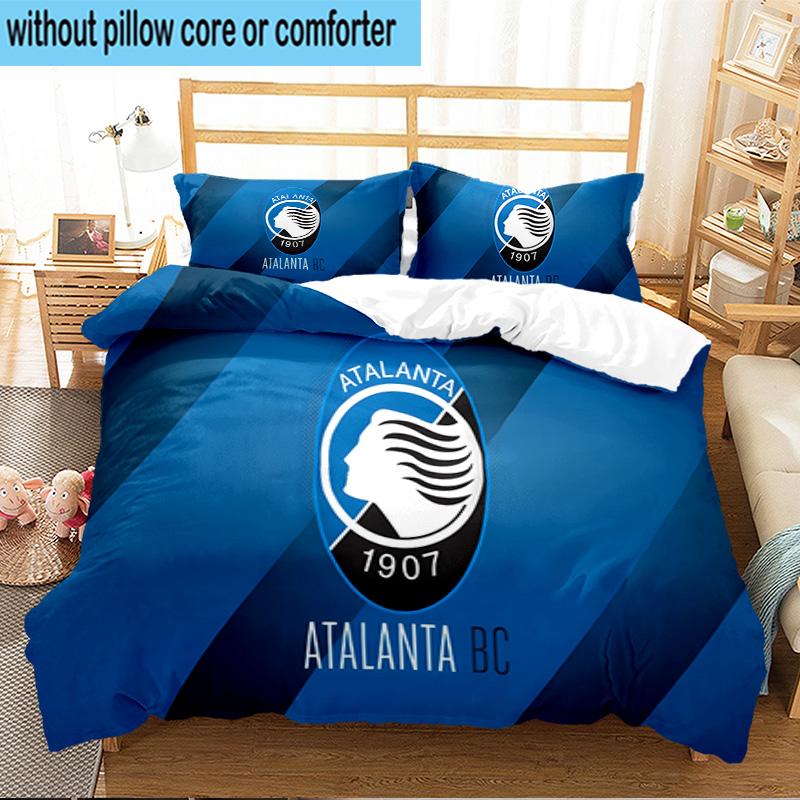Atalanta Fc Crest 3PCS Print Bedding Set, Includes A Duvet Cover and Two Pillowcases for Bedroom, Dormitory, Suitable for All Seasons