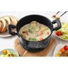 Bestco 22cm Double-Handled Stew Pot, IH and Gas Stove Compatible, Black, Marble Pattern, NX-153 MARBLE KITCHEN