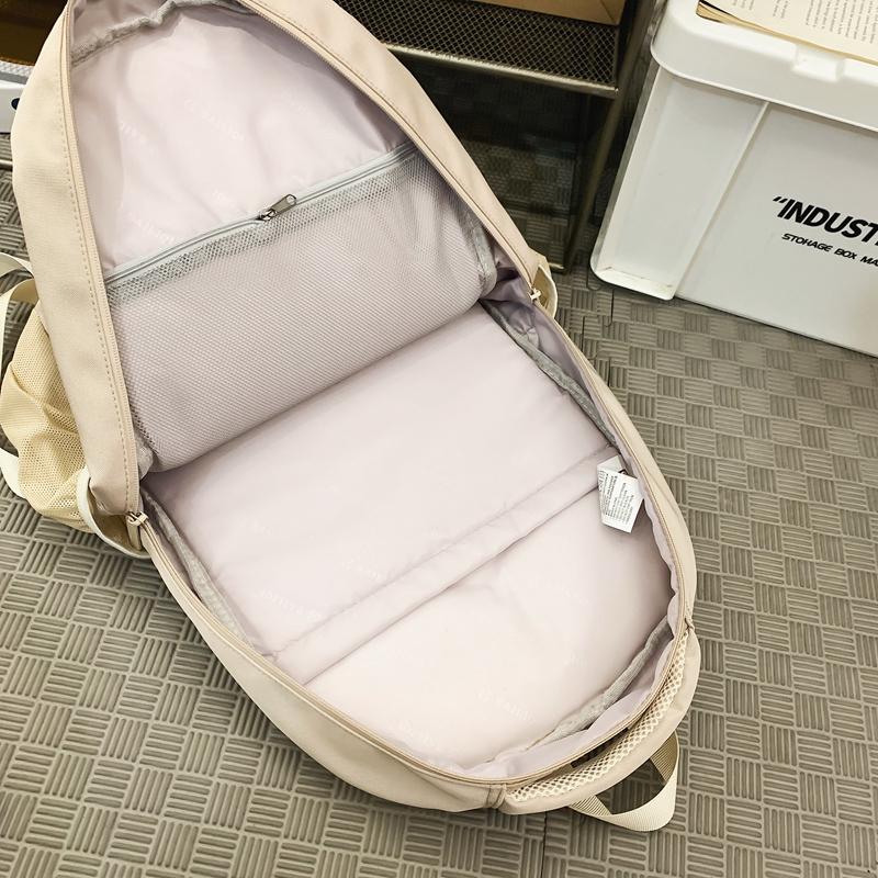 Men Solid Color Backpack Large Capacity Computer Bag Travel Couple Backpack Student Schoolbag