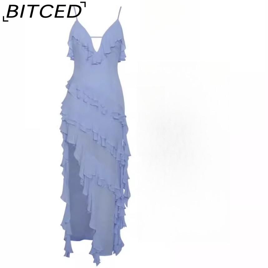 BITCED Женское сексуальное асимметричное однотонное платье на тонких бретельках Весна/Лето S