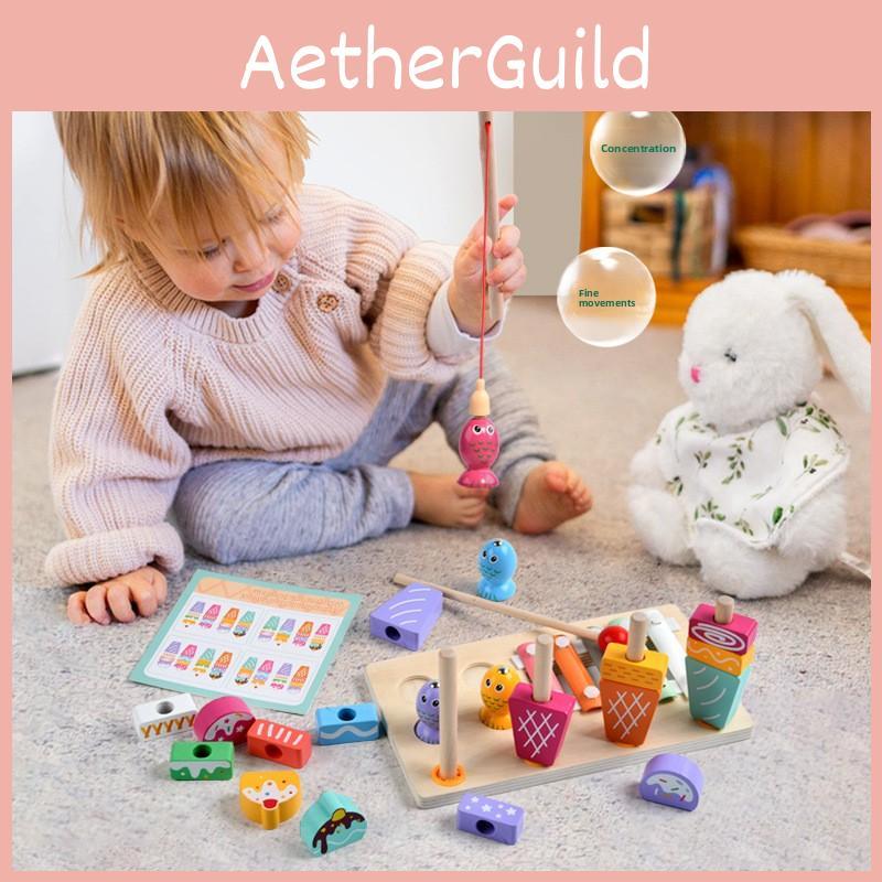 Wooden Ice Toy Cream Fishing Piano Playing Toys For Kids Play Educational