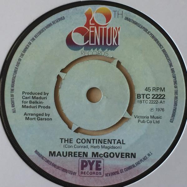

7inch Record MAUREEN MCGOVERN - Continental BTC2222 20th Century Re 1976 UK Pop Used
