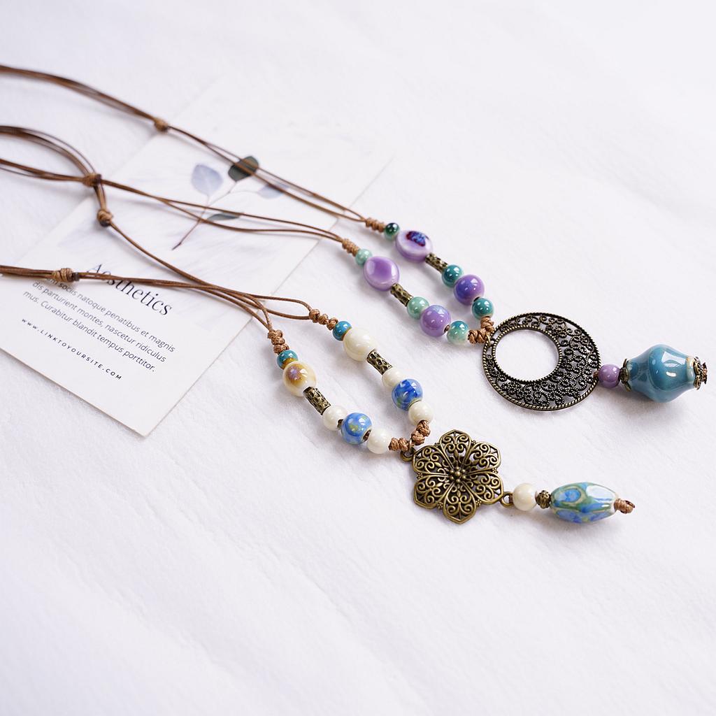 Winter New Factory Direct Sales Ceramic Niche Design High-end Necklace Ceramic Sweater Chain Accessories
