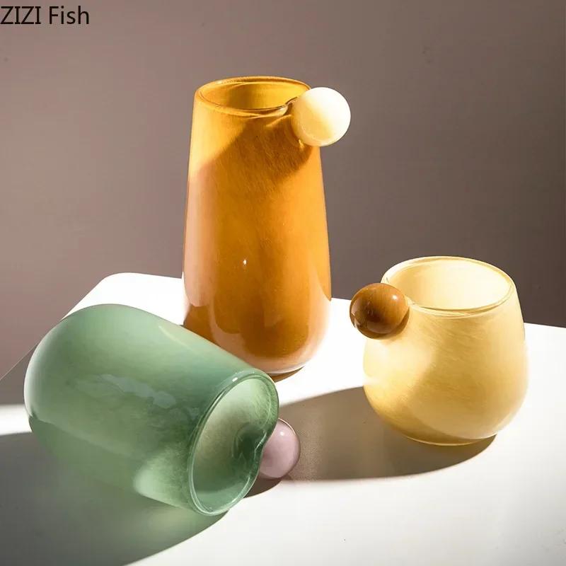 Süßigkeiten-Stil Bunte Glasvase Hydroponik Blumentopf Schreibtischdekoration Blumenarrangement Florale Vasen Raum Ästhetische Dekoration