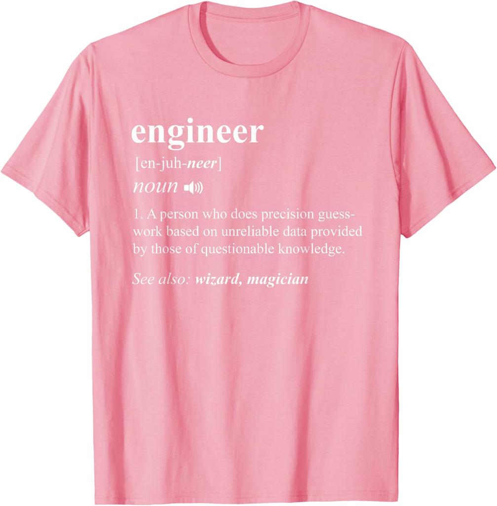 Engineer Definition Funny Graphic Tee Unisexs Soft Breathable TShirt Novelty Gift