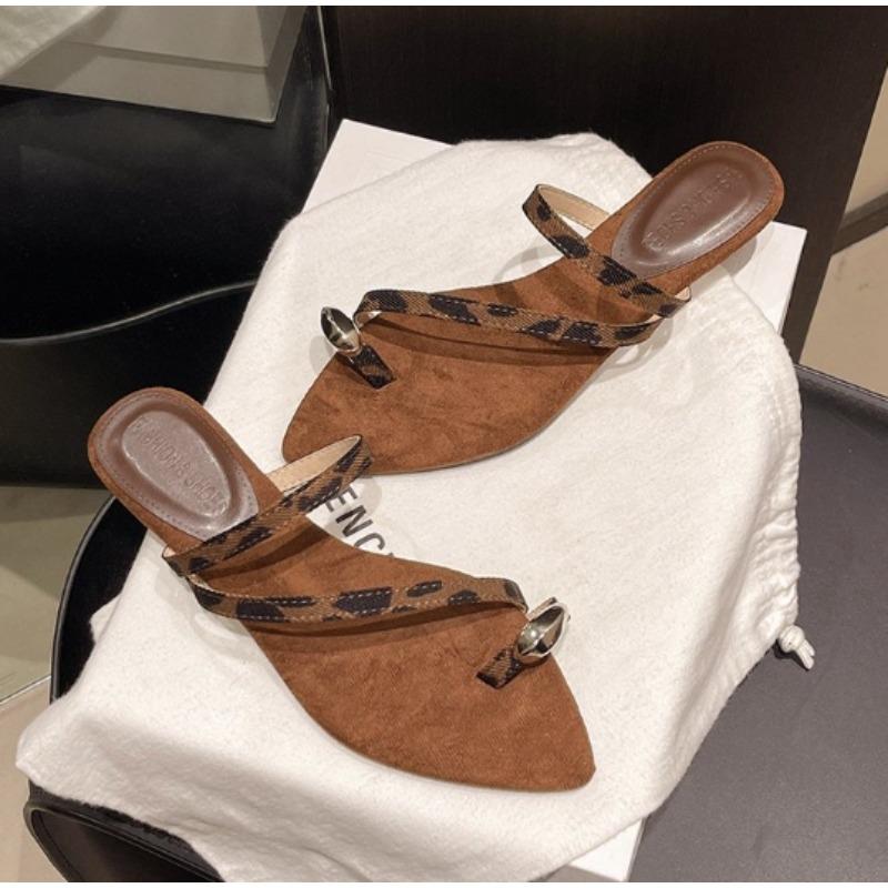 

Fashion New Style Popular Summer Women Fashion Clip Toe Slippers Elegant High Heel Dress Slides Outdoor Party Sandal Shoes Zapatos Mujer 40 шоколадный