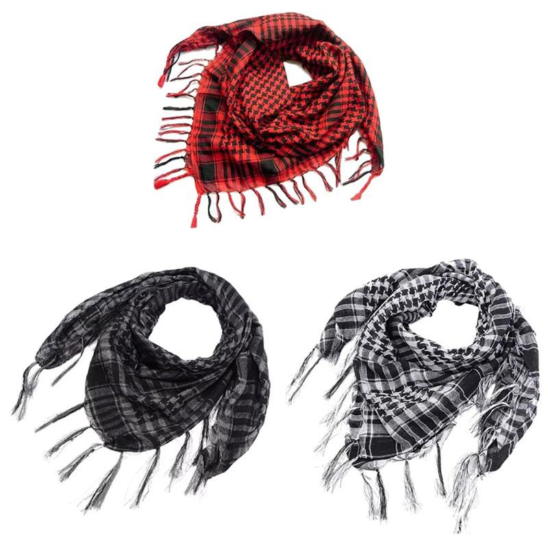 123Pcs Tactical Keffiyeh Shemagh Arab Scarf Shawl Neck Cover Head Wrap Cotton Winter Scarves Men'S Outdoor Hiking Shawl