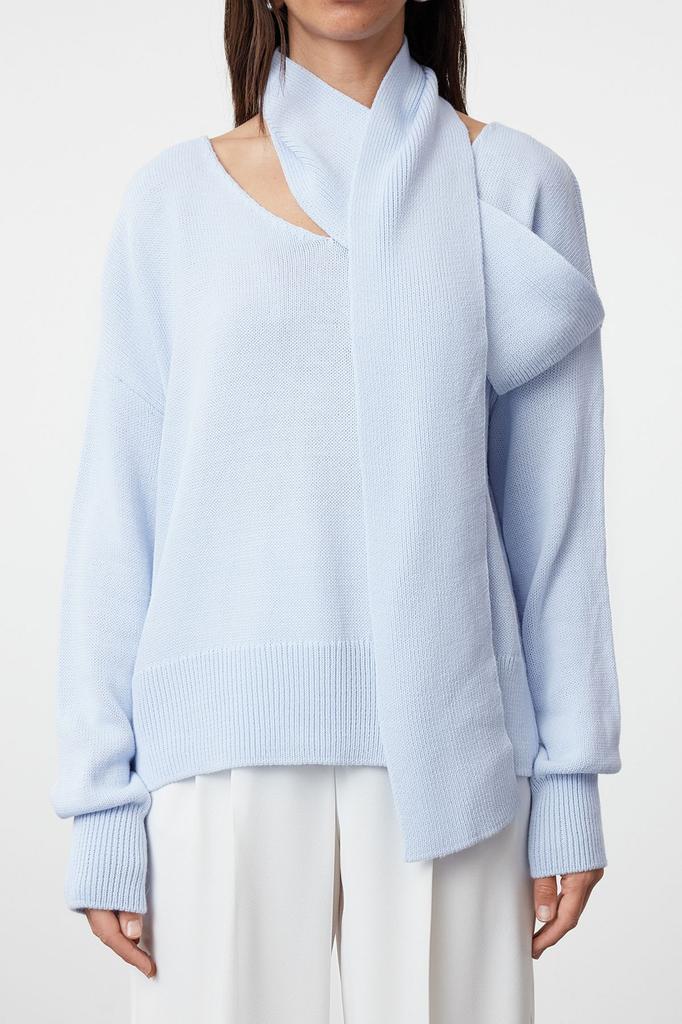 Women's Elegance Style Sweater Blue Scarf Knitwear Sweater