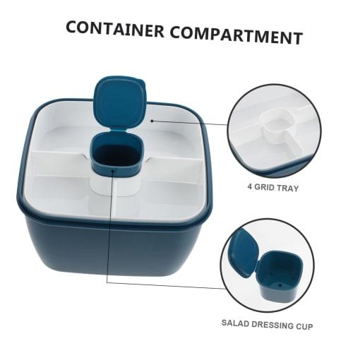 Cabilock Salad Lunch Container, Double-Layer Lunch Box, 1500ml, 4 Compartments, Lunch Container, Salad Fruit Container, Food Box, Salad Bowl, for Camp