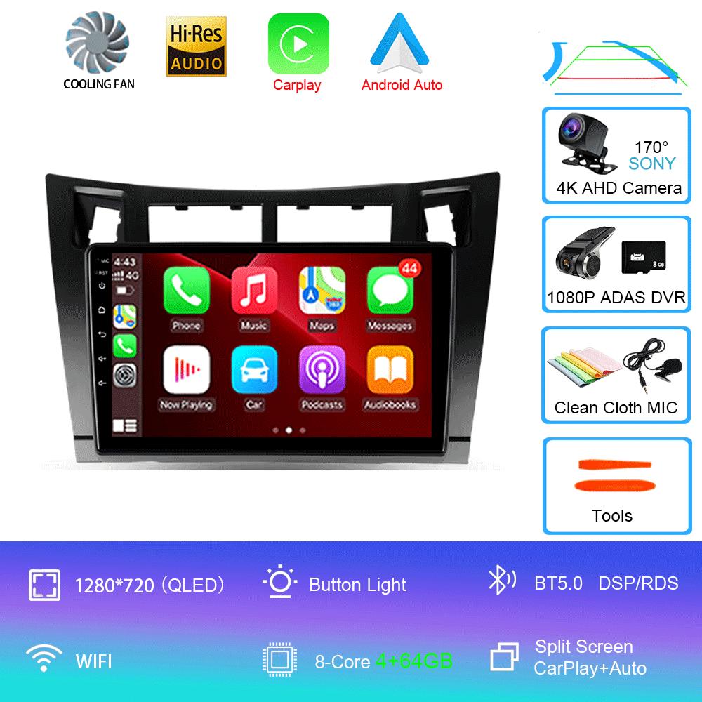 Radio Auto Android 14 Carplay pentru Toyota Yaris 2005 2006 2007 2008 2009 2010-2012 Player Multimedia GPS 2Din Stereo Unitate Principală DSP