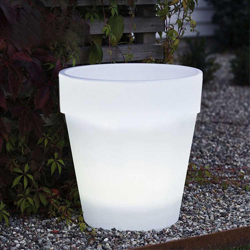 Solar Powered LED Flower Pot Outdoor, Rechargeable Solar Luminous Waterproof LED Planters Pot ,Balcony Landscape Night Lamp