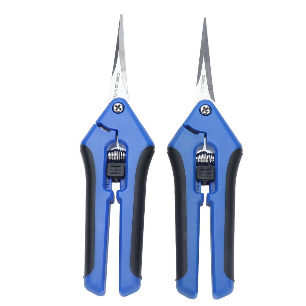 2 Pcs Pruning Shears Gardening Hand Pruner with Straight Curve Stainless Steel Blades for Plants