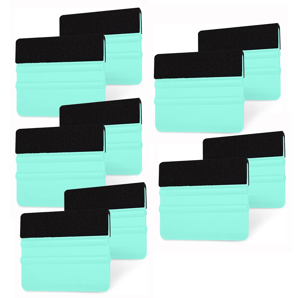 TOFAR 10pcs Vinyl Installation Tools Felt Card Squeegee Scraper Window Tint Film Car Wrap Stickers Smoothing Applicator Spatula 10pcs Teal