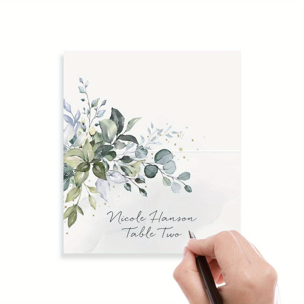 50pcs Flowers Plants Printed Number Card Name Pla Cards Tabletop Card Party Supplies Greeting Card Banquet Wedding Seat Cards