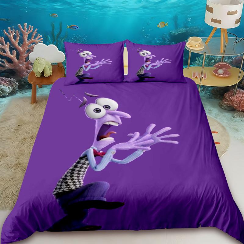 Inside Out Cartoon Duvet Cover Anime Bedding Set Quilt Cover with 2 Pillocase Queen King Full Bedroom Decor