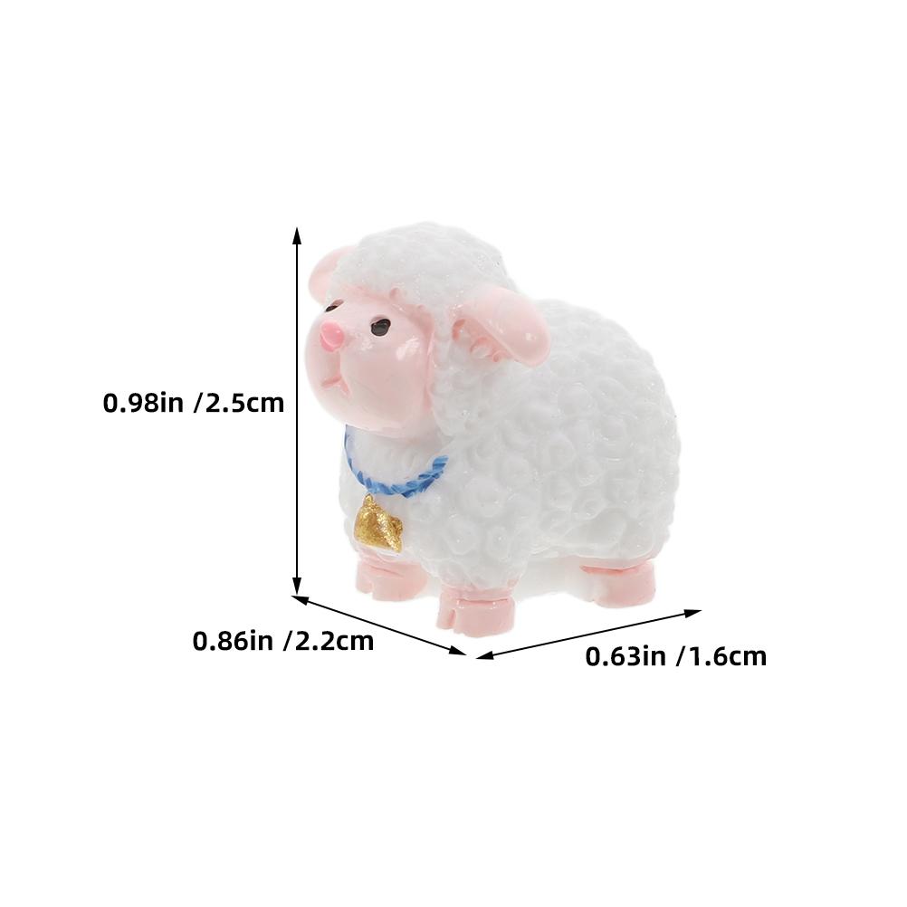 18pcs Miniature Animal Mini Sheep Resin Ornament For Fairy Garden Bonsai Succulent Decor Cake Topper Micro Landscape Accessory