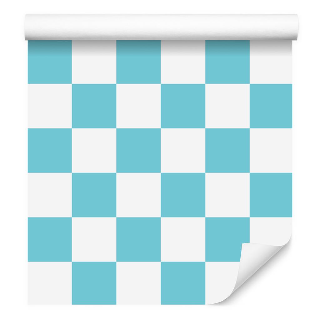 Checkerboard Wallpaper In Aquamarine and White for Living Room and Bedroom 50x1000