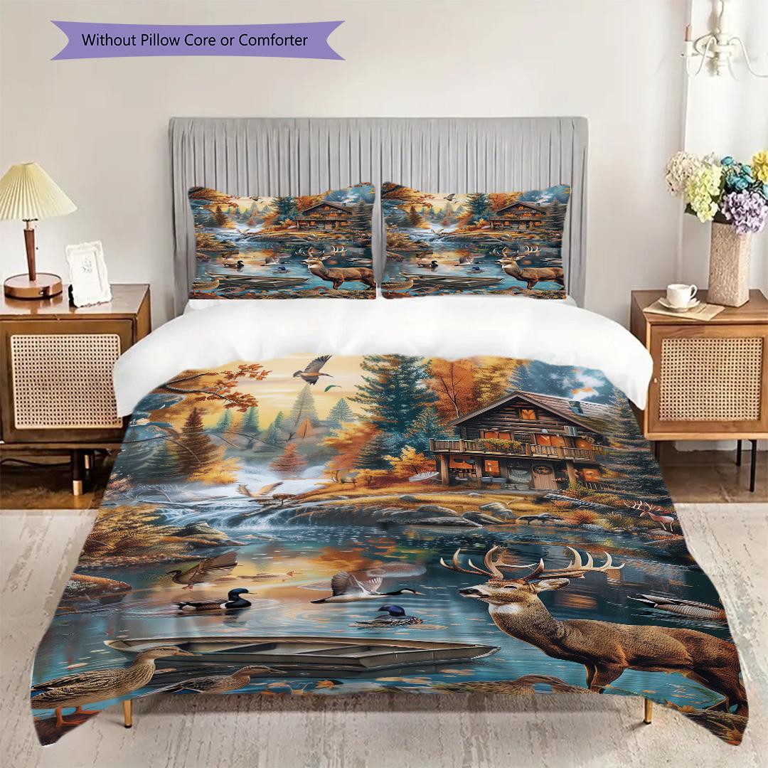 

Wildlife Pattern Bedding Quilt Set Quilt Cover Pillowcase Home Decoration Birthday Gift (1 * duvet cover + 2 * pillowcase, without core) 135x200cm