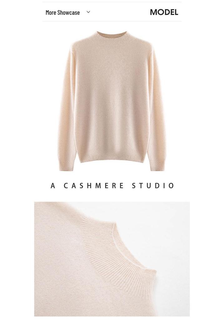 2026 Autumn Women's Pure Cashmere Half-High Neck Base Layer Sweater