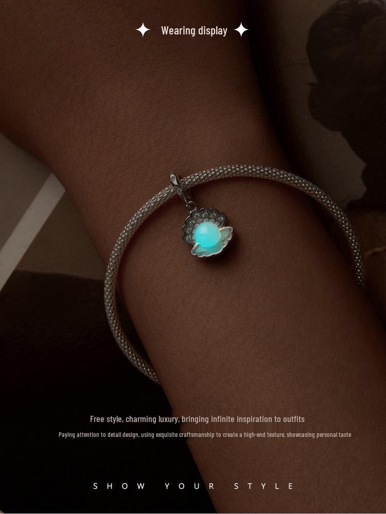 Avele Luminous Shell Pendant: Exquisite Ocean Style S925 Sterling Silver DIY Beaded Jewelry