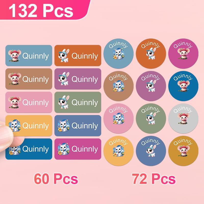Personalized Name Labels-Cartoon Animal Custom Stickersfun Design For School Itemsmugs And Personal Things