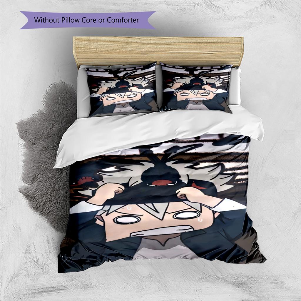 Anime Pattern Bedding Quilt Set Quilt Cover Pillowcase Home Decoration Birthday Gift (1 * Duvet Cover + 2 * Pillowcase, Without Core)