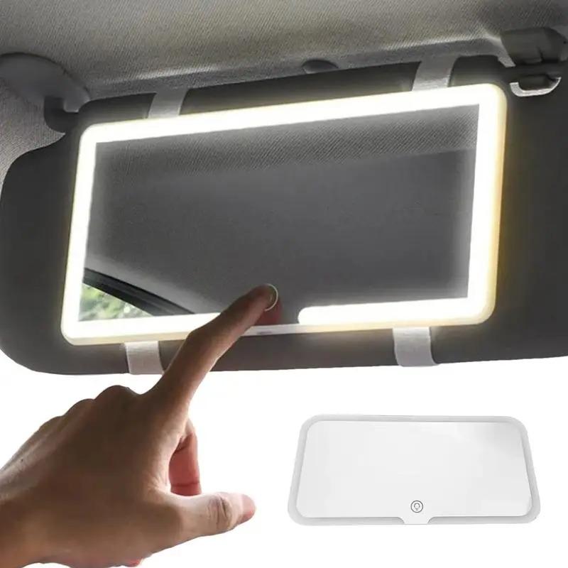 Oglindă de machiaj auto cu LED, oglindă de machiaj auto cu 3 moduri de iluminare și 60 de LED-uri, oglindă cosmetică reîncărcabilă, oglindă auto pentru machiaj
