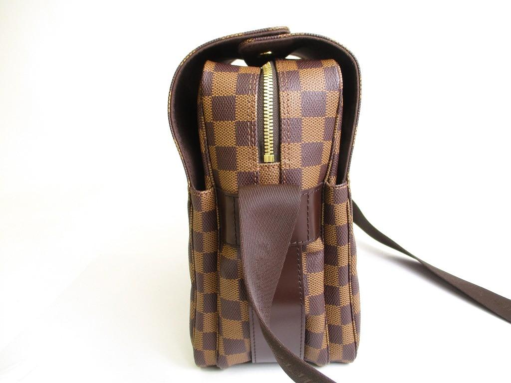 Authentic LOUIS VUITTON Damier Brown Leather Messenger Crossbody Bag Naviglio #9733  Refurbished