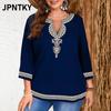 JPNTKY Women's Fashion Casual Long Sleeve V-Neck Blouses & Shirts