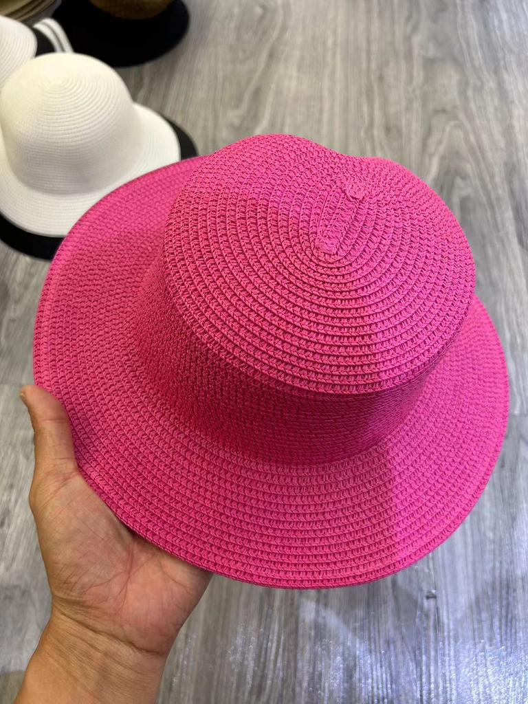 Grass Green Straw Hat Women'S Sky Flat Top Top Hat Seaside Vacation Beach Hat Internet Celebrity Straw Hat Sun Hat