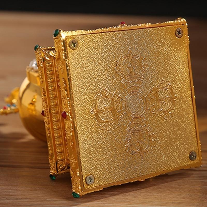 Traditional Tibetan Stupa Decoration with Pearls Relics Metal Buddhas Pagoda Statue for Meditations and Spiritual Decors