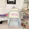 Women's Nylon Backpack Letter Large Capacity Student Schoolbag Color Block Backpack