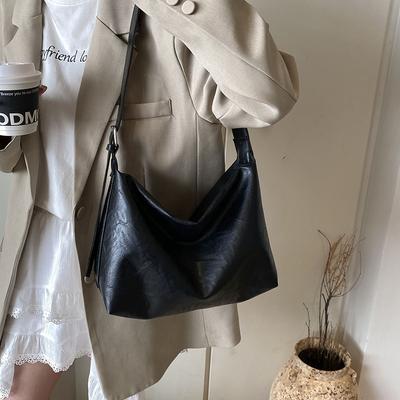 Spring Simple Solid Color Women's Casual New Retro Large Capacity Shoulder Crossbody Tote Bag Women's Big