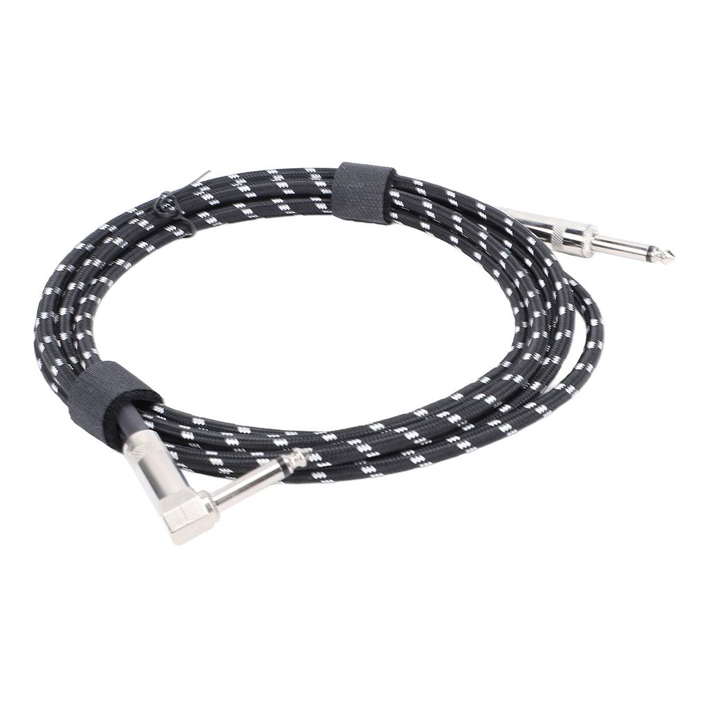 6.5mm Guitar Cable Right Angle To Straight Connector Nylon Braided Noise Reduction Guitar Connection Cord 3 Meters