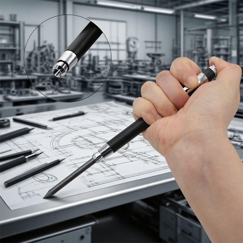 Durable Metal Mechanical Pencil 5.6mm Heavy-Duty Sketch Pencil with Pen Clip Drawing Pencil Shading & Manga Drawing