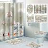 1/4 Flowers Swan Curtains, Toilet Seat Decoration, Shower Curtain with Carpet and Toilet Lid, 12 70.8x70.8 Inch Hooks