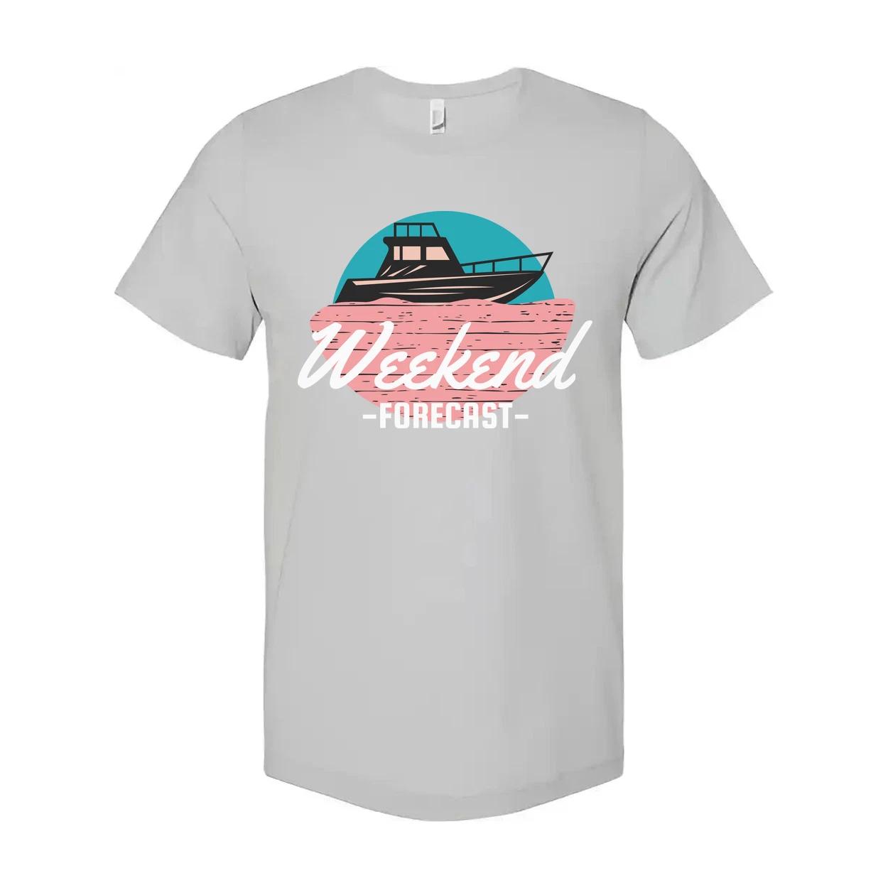 

Weekend Forecast Boat Graphic T Shirt For Unisex Casual Wear Featuring Nautical 2XL