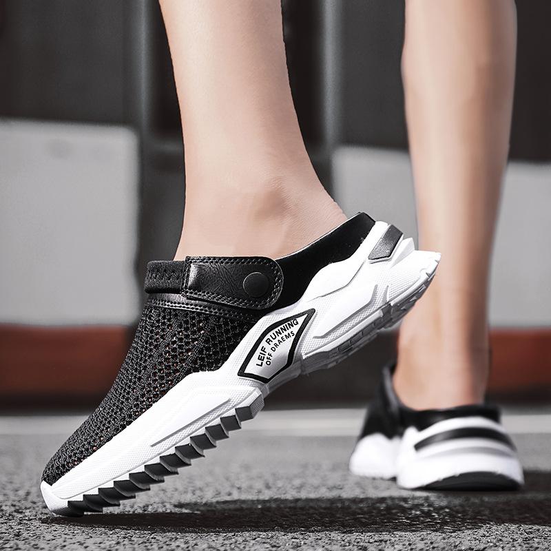 Summer Baotou Drag Large Size Men's Half Slippers Men's Sandals Student Hole Hole Baotou Sandals Beach Shoes Foreign Trade